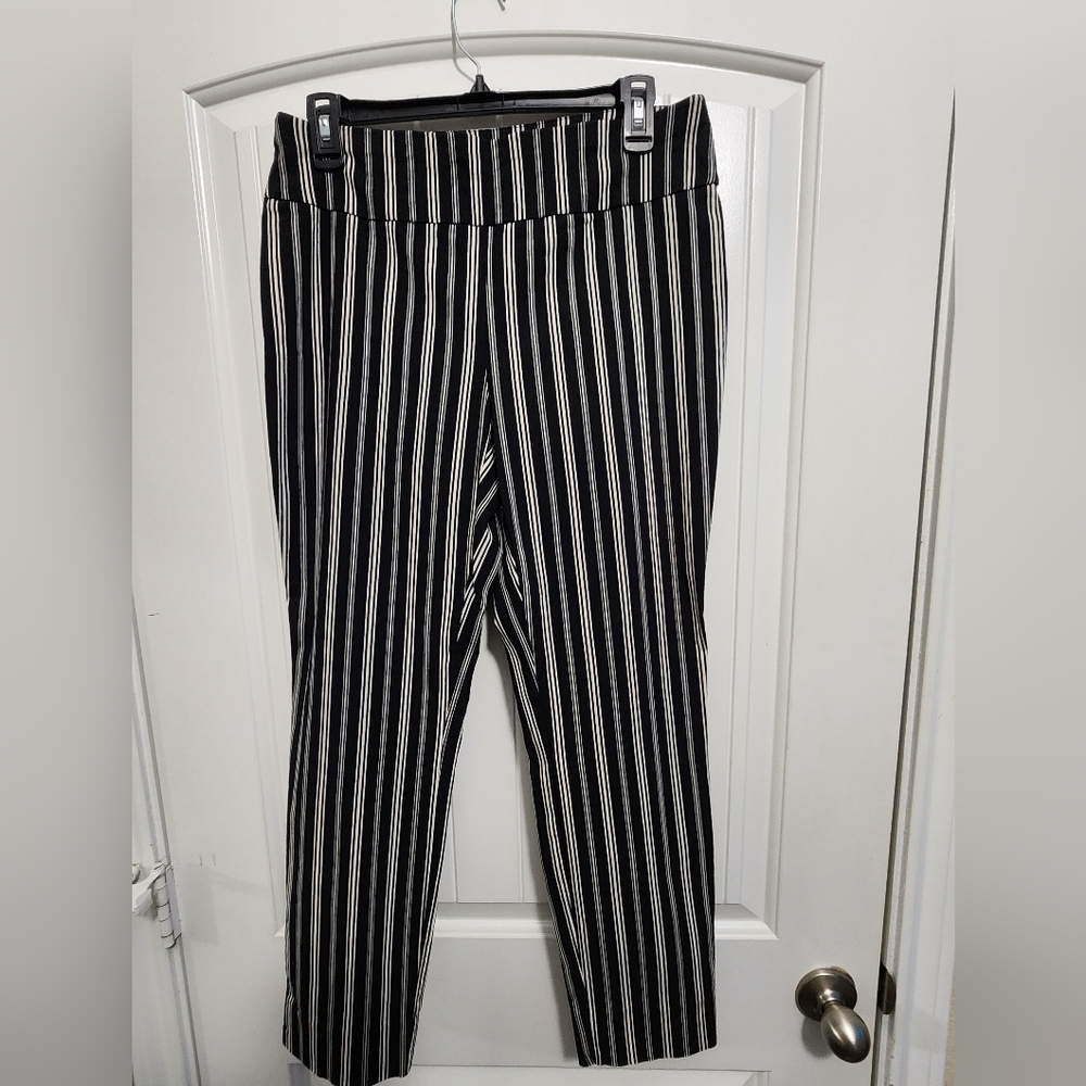 Cooper & Ella Black and White Striped Cropped Pants